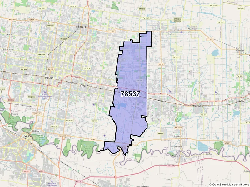 Map of ZIP Code 78537 — Donna, TX