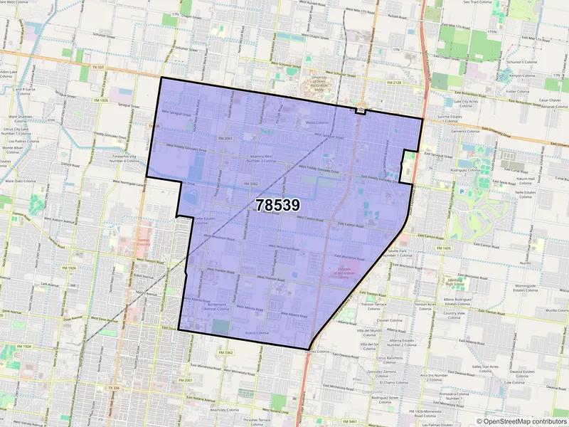Map of ZIP Code 78539 — Edinburg, TX