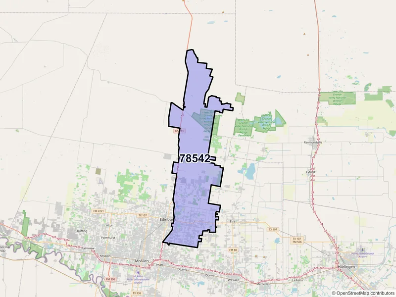 Map of ZIP Code 78542 — Edinburg, TX