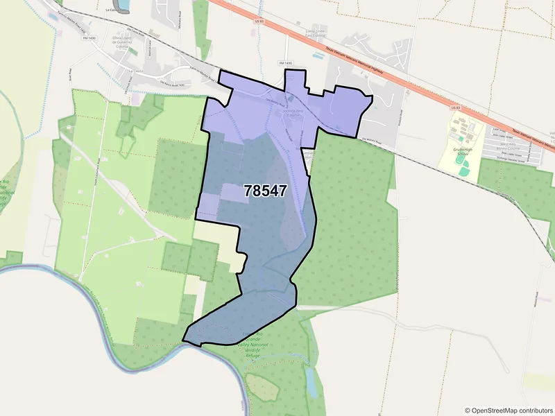 Map of Garciasville, Texas and ZIP codes