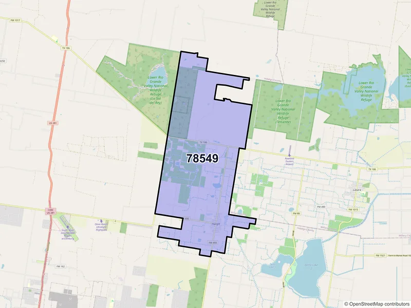 Map of Hargill, Texas and ZIP codes