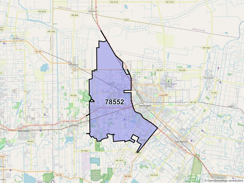Map of ZIP Code 78552 — Harlingen, TX