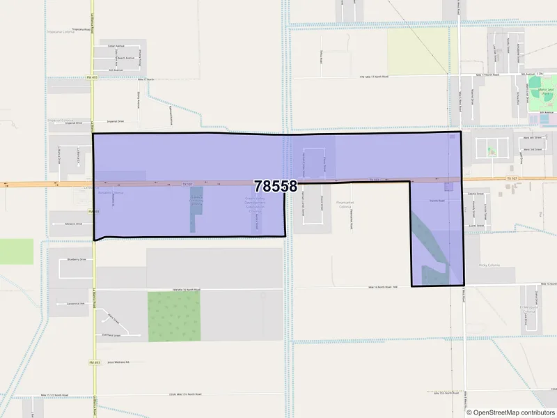 Map of La Blanca, Texas and ZIP codes