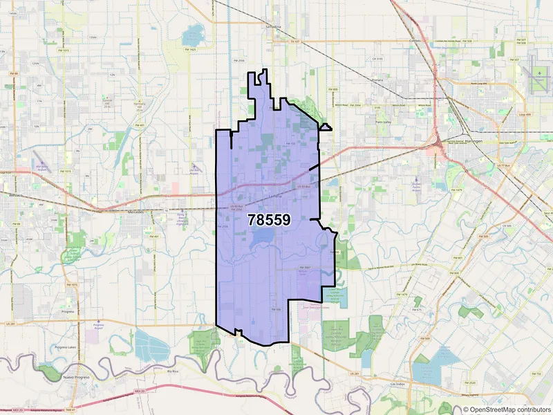 Map of La Feria, Texas and ZIP codes