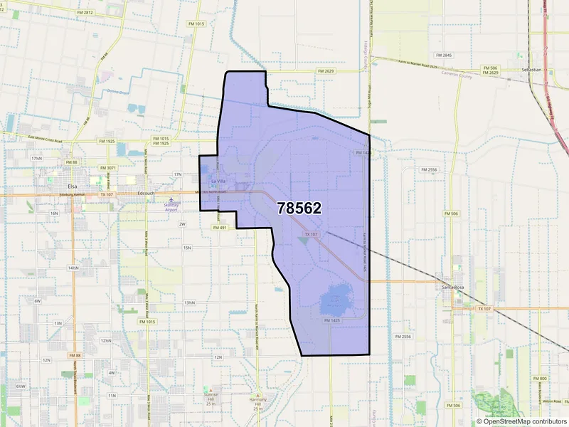 Map of La Villa, Texas and ZIP codes