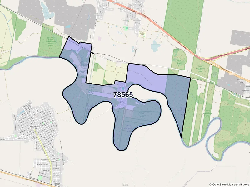 Map of Los Ebanos, Texas and ZIP codes
