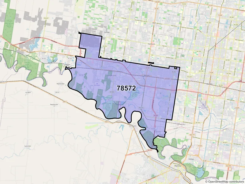 Map of ZIP Code 78572 — Mission, TX