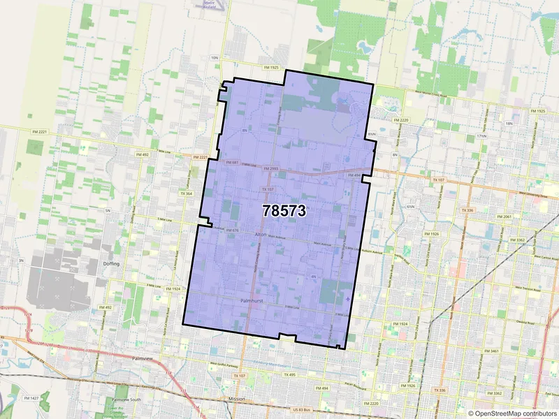 Map of ZIP Code 78573 — Mission, TX