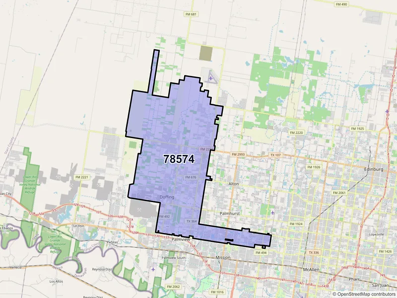 Map of ZIP Code 78574 — Mission, TX