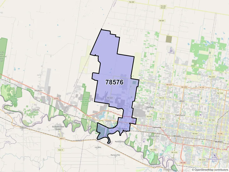 Map of ZIP Code 78576 — Penitas, TX