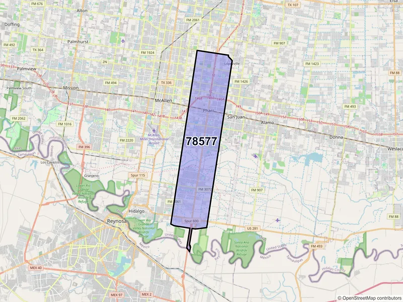 Map of ZIP Code 78577 — Pharr, TX