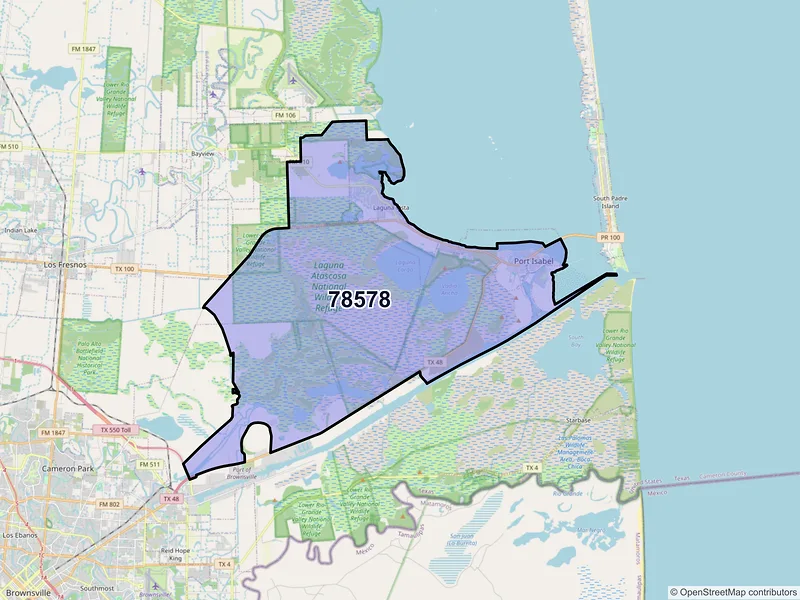 Map of ZIP Code 78578 — Port Isabel, TX