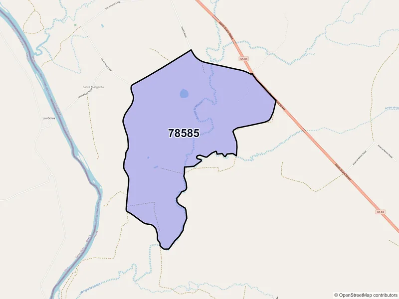 Map of Salineno, Texas and ZIP codes