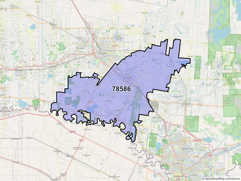 Map of ZIP Code 78586 — San Benito, TX