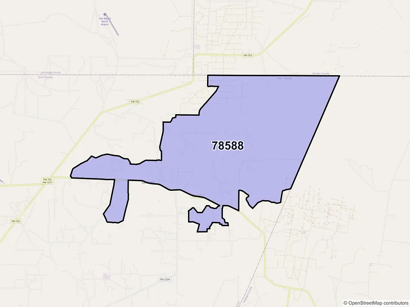 Map of ZIP Code 78588 — San Isidro, TX
