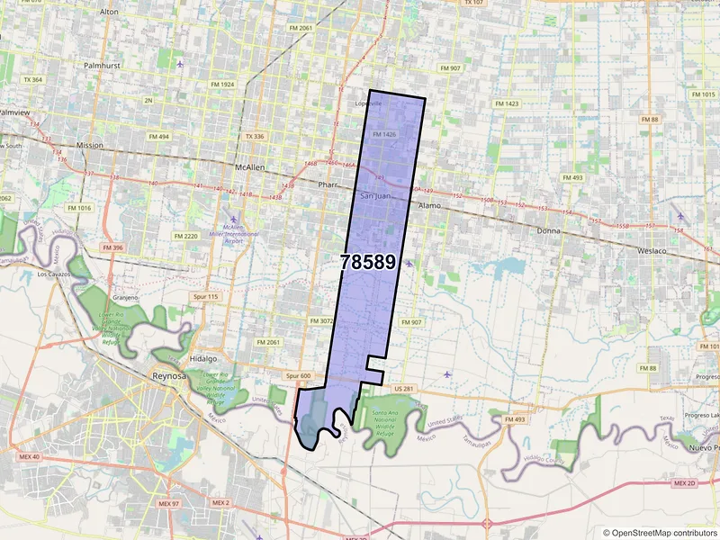 Map of ZIP Code 78589 — San Juan, TX