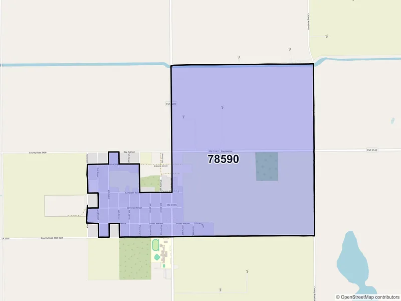 Map of San Perlita, Texas and ZIP codes