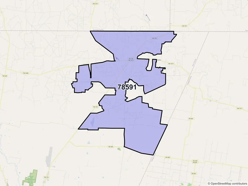 Map of ZIP Code 78591 — Santa Elena, TX