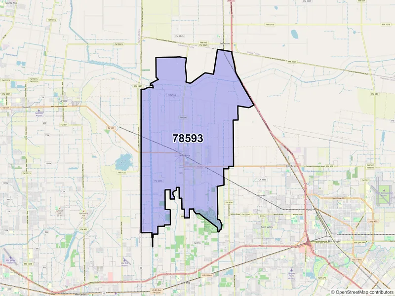 Map of ZIP Code 78593 — Santa Rosa, TX