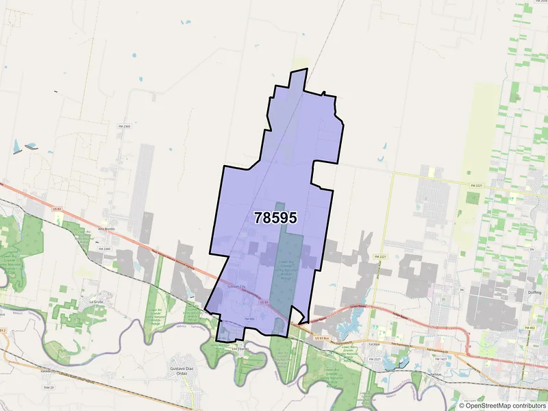 Map of ZIP Code 78595 — Sullivan City, TX