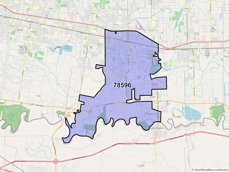 Map of ZIP Code 78596 — Weslaco, TX