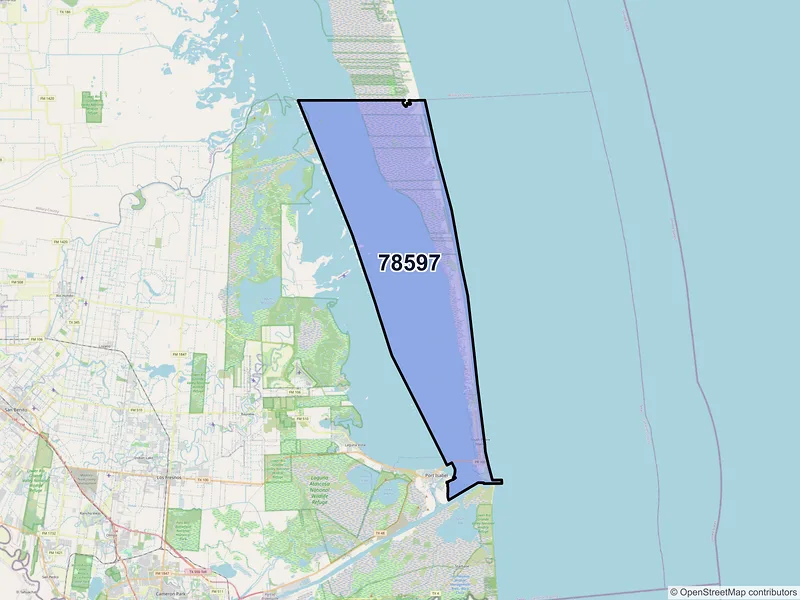 Map of ZIP Code 78597 — South Padre Island, TX
