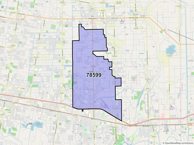Map of ZIP Code 78599 — Weslaco, TX