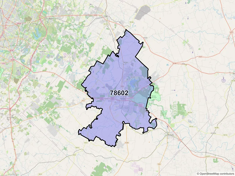 Map of ZIP Code 78602 — Bastrop, TX
