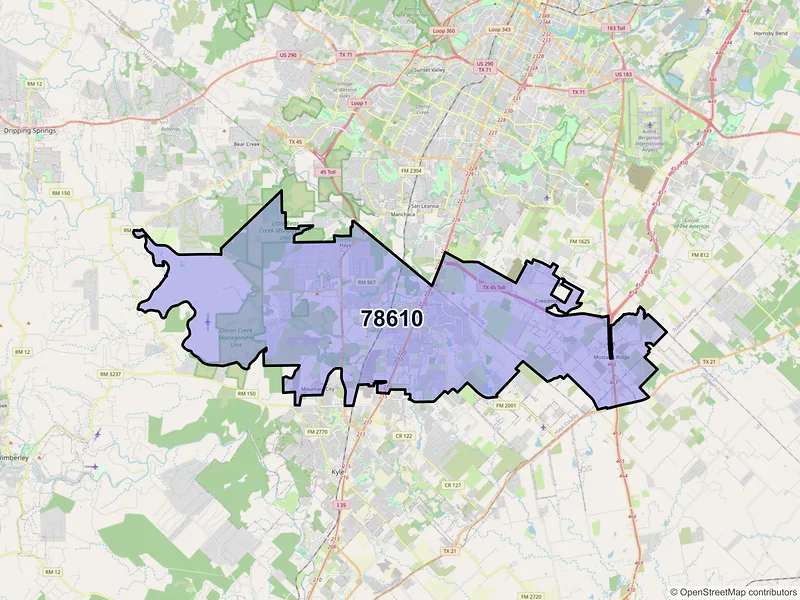 Map of ZIP Code 78610 — Buda, TX