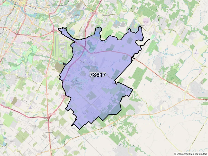 Map of ZIP Code 78617 — Del Valle, TX