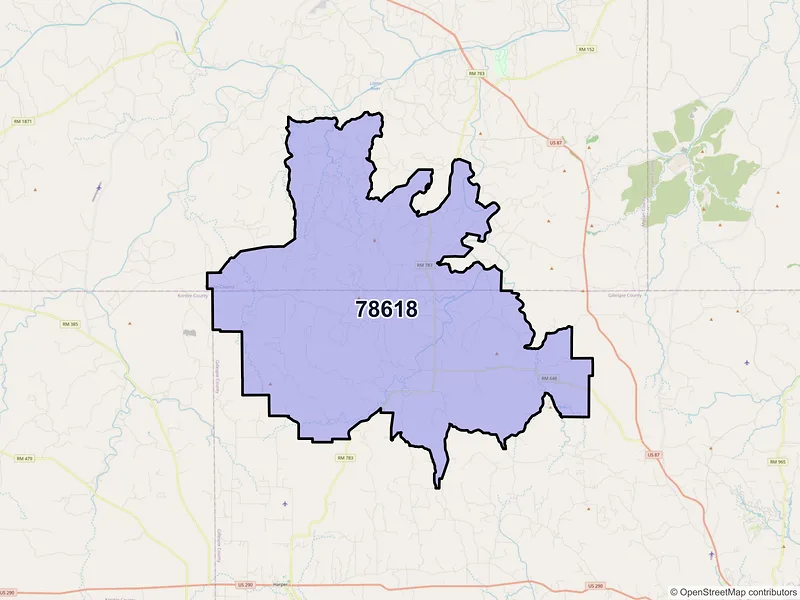 Map of ZIP Code 78618 — Doss, TX