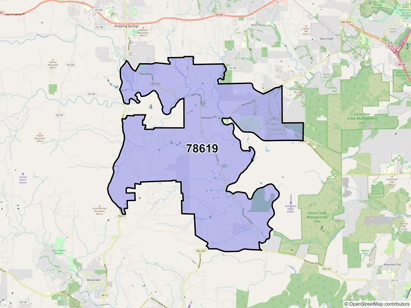Map of ZIP Code 78619 — Driftwood, TX