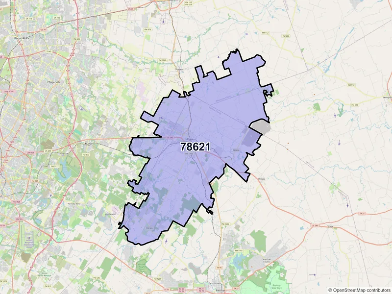 Map of ZIP Code 78621 — Elgin, TX