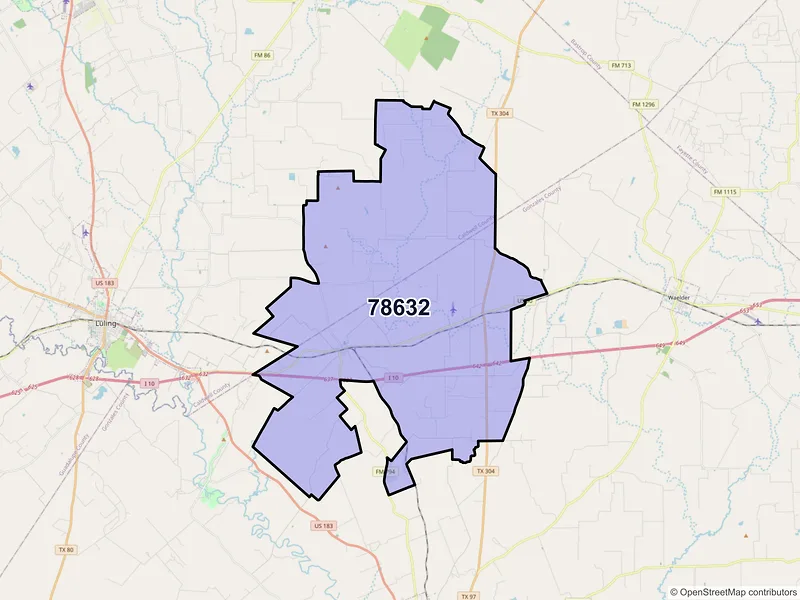 Map of ZIP Code 78632 — Harwood, TX