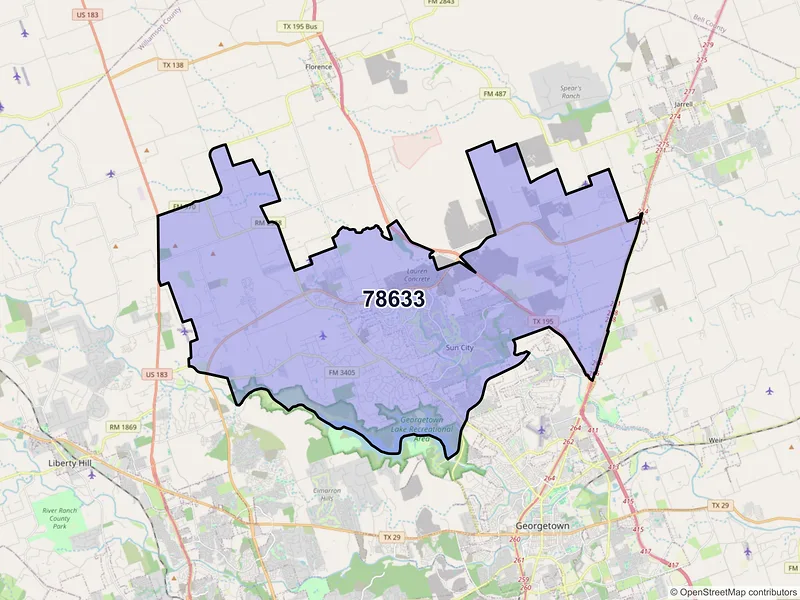 Map of ZIP Code 78633 — Georgetown, TX