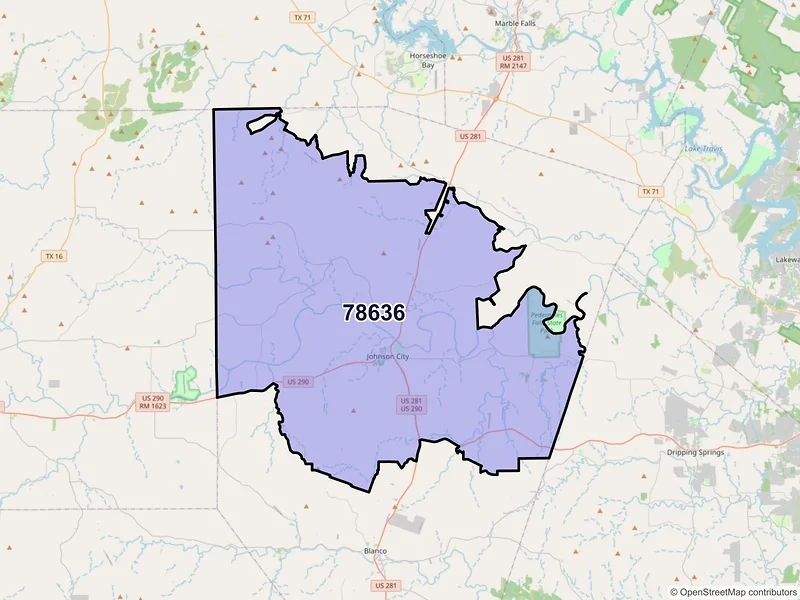 Map of ZIP Code 78636 — Johnson City, TX
