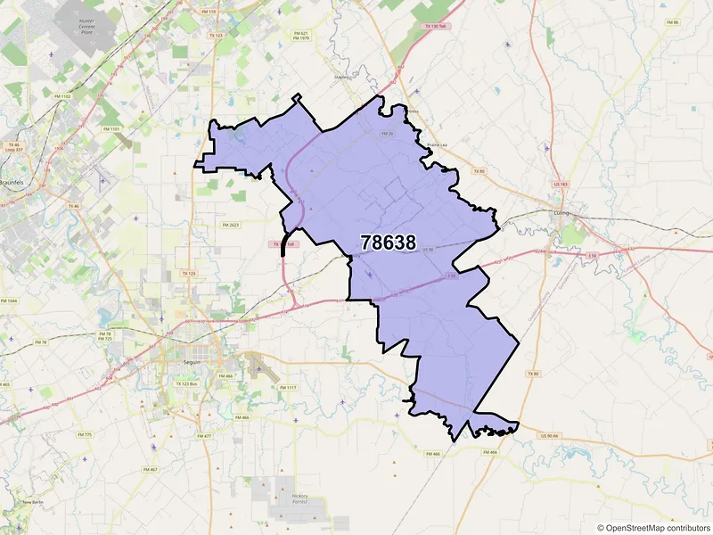 Map of ZIP Code 78638 — Kingsbury, TX