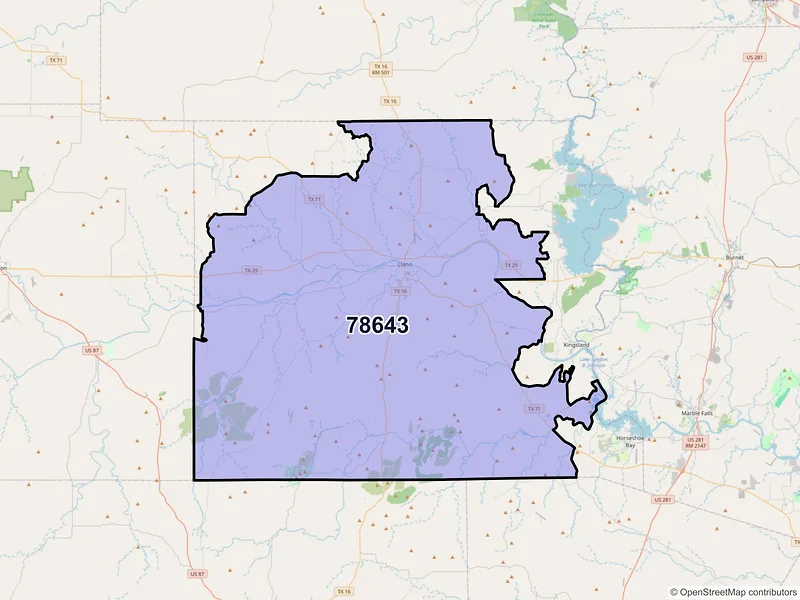 Map of ZIP Code 78643 — Llano, TX