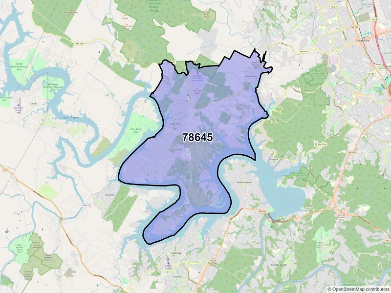 Map of ZIP Code 78645 — Leander, TX