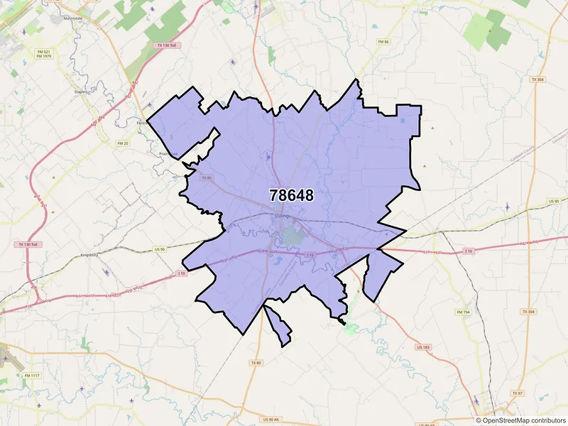Map of ZIP Code 78648 — Luling, TX
