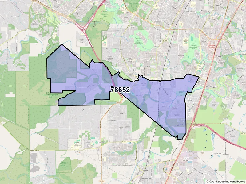 Map of ZIP Code 78652 — Manchaca, TX
