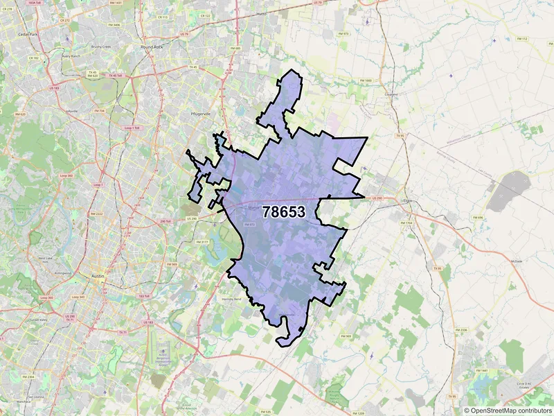 Map of ZIP Code 78653 — Manor, TX