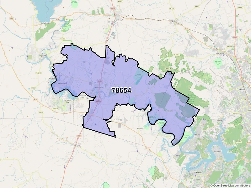 Map of ZIP Code 78654 — Marble Falls, TX