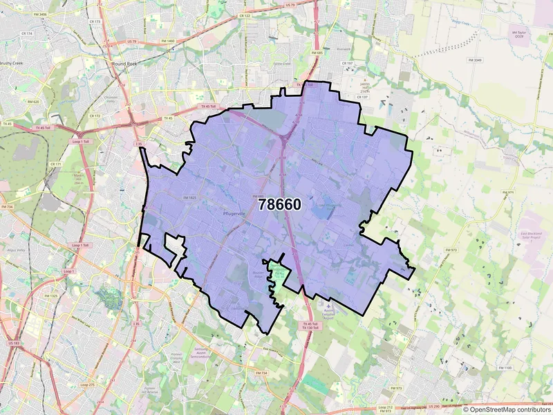 Map of ZIP Code 78660 — Pflugerville, TX