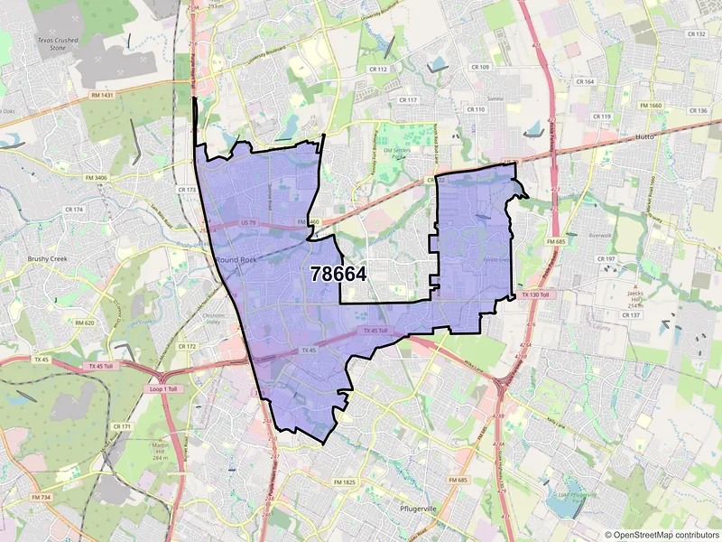 Map of ZIP Code 78664 — Round Rock, TX