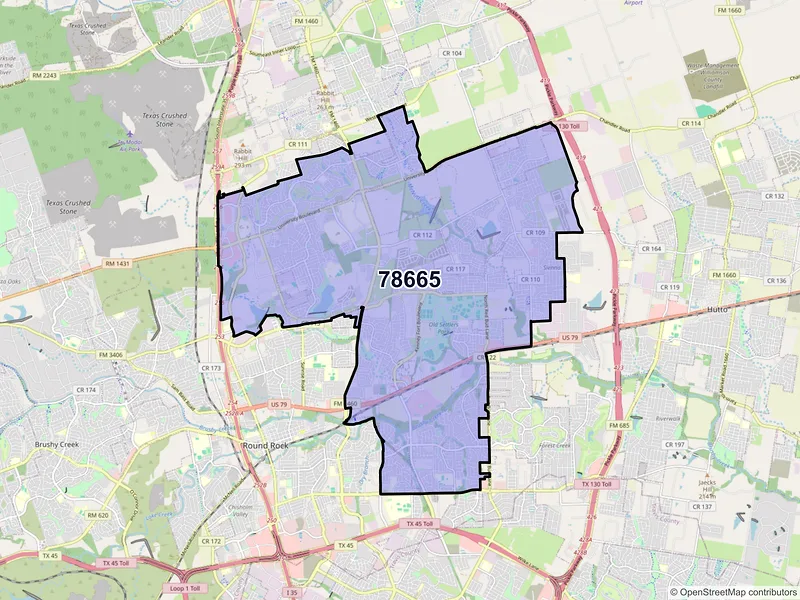 Map of ZIP Code 78665 — Round Rock, TX