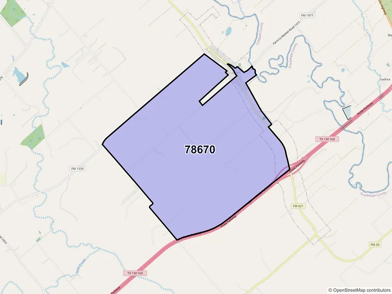 Map of Staples, Texas and ZIP codes