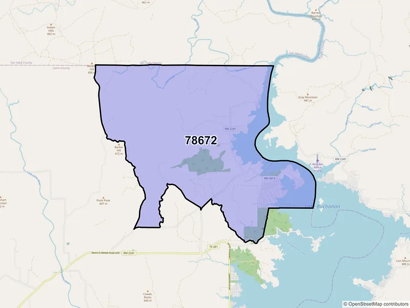 Map of ZIP Code 78672 — Tow, TX