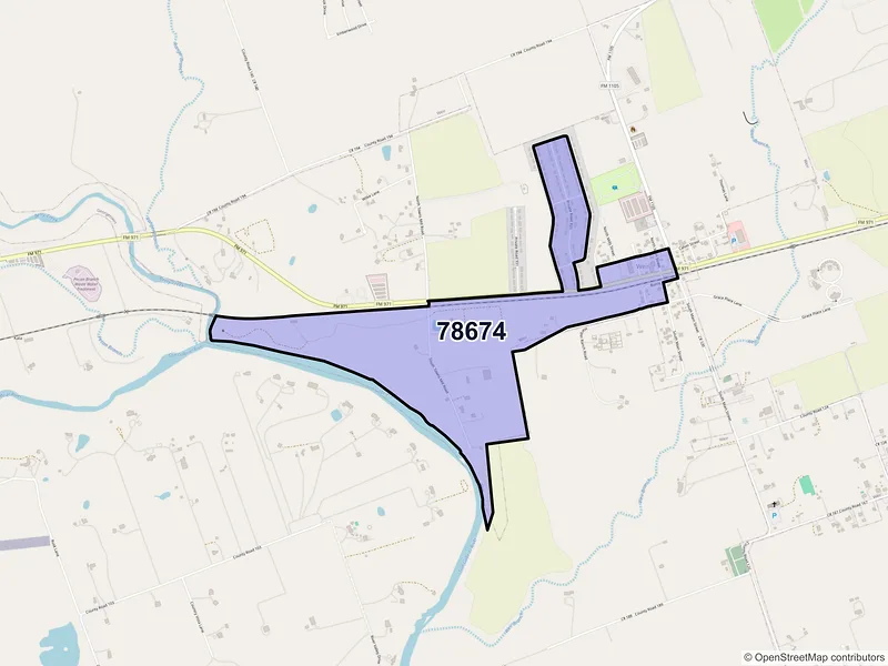 Map of Weir, Texas and ZIP codes