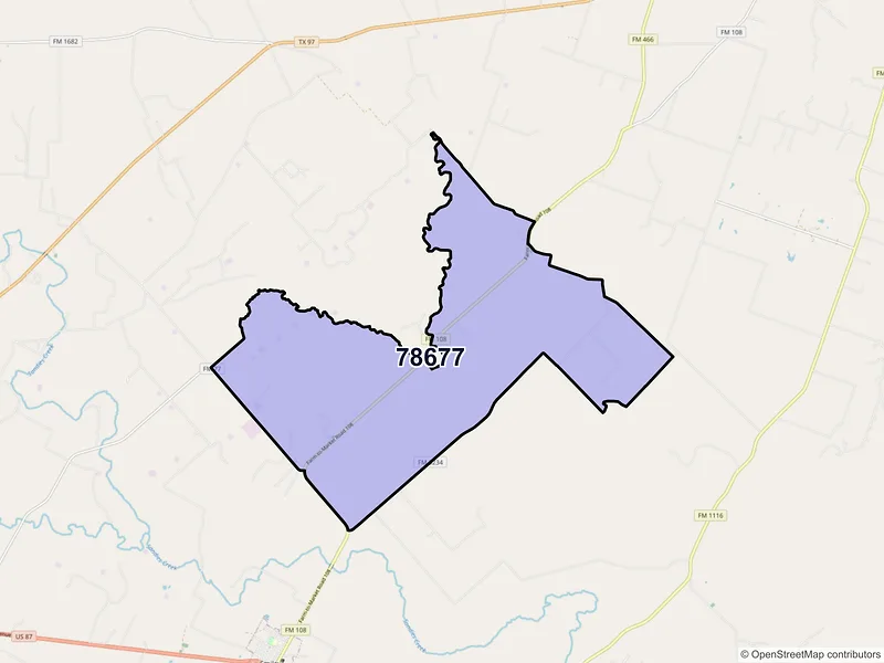 Map of ZIP Code 78677 — Wrightsboro, TX